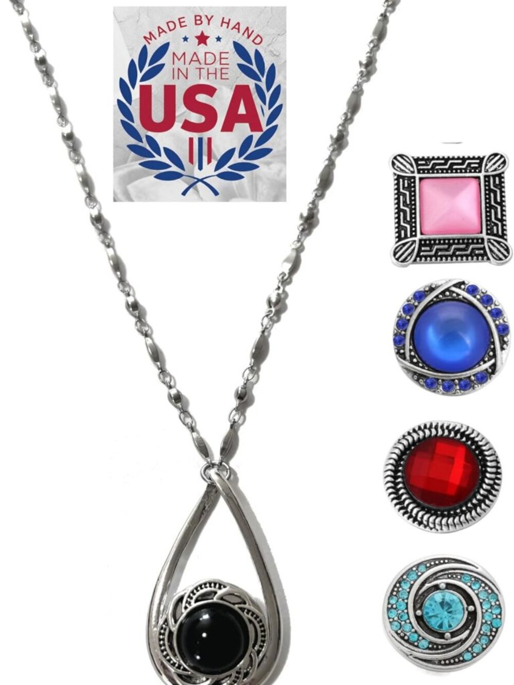 Interchangeable Women's Fashion Necklace - 18" or 24" Stainless Steel Chain
